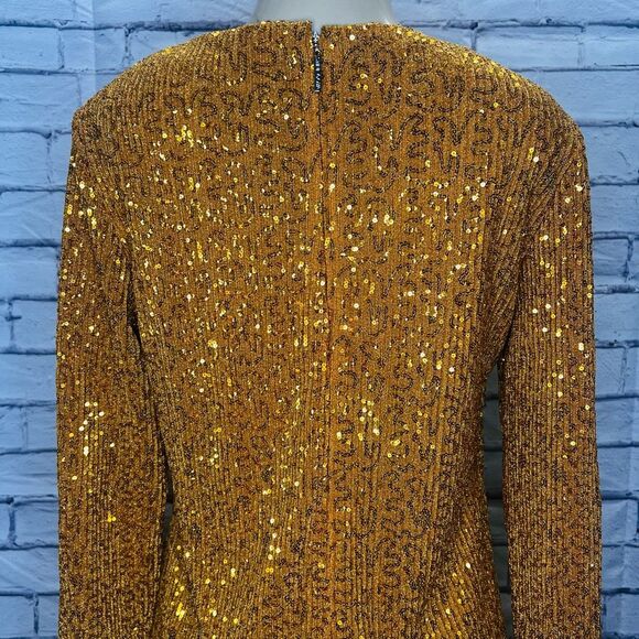 Stine Goya Women's Gold Sequin Straight Mini Odis Dress Size Medium - Picture 6 of 15